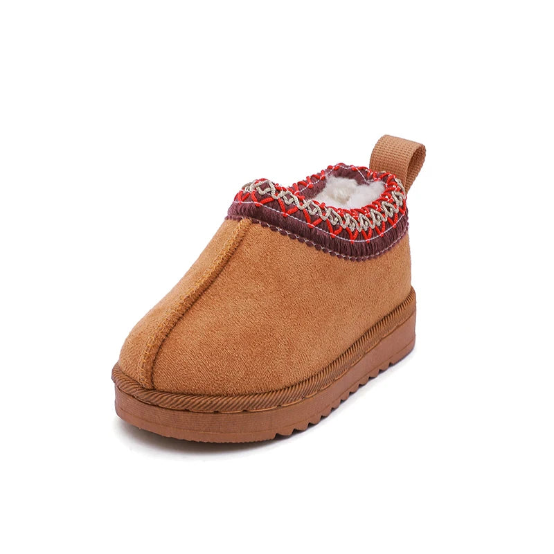 2025 nueva moda botines para niños suave invierno casual niñas zapatos de algodón Color sólido niños escuela botas de felpa zapatos cálidos