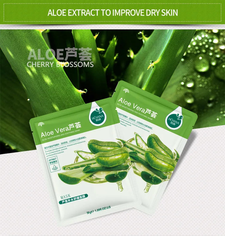 Mascarilla Facial de plantas naturales, máscara Facial hidratante, Control de aceite, antienvejecimiento, fruta, Aloe, hoja coreana, productos de belleza y cuidado de la piel, 30 piezas