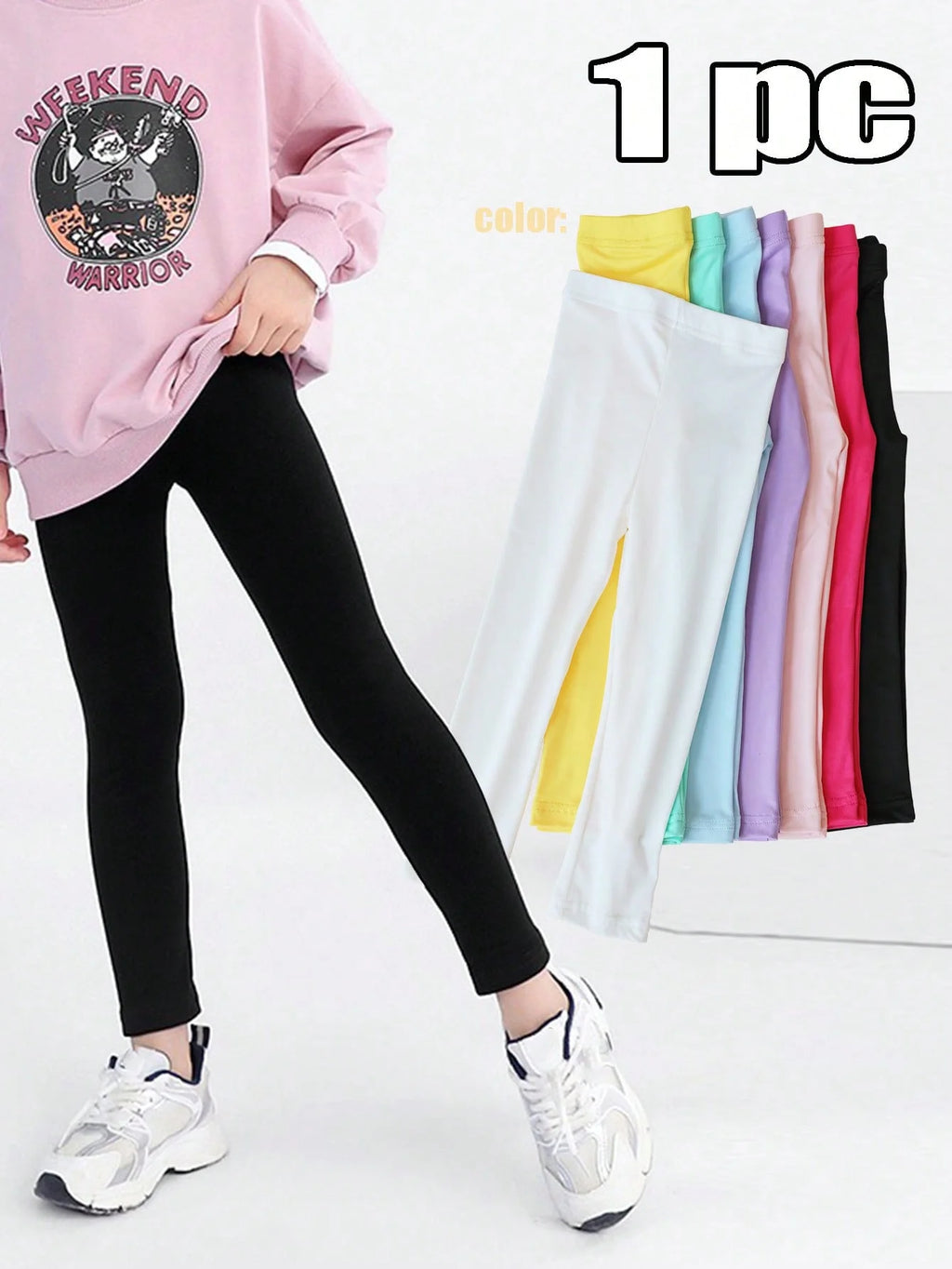 Pantalones para Niña, Leggings Elásticos Suaves, Color Caramelo, Pantalones Ajustados para Niñas, Pantalones de Color Sólido para Niñas de 2 a 12 Años, Uso Diario