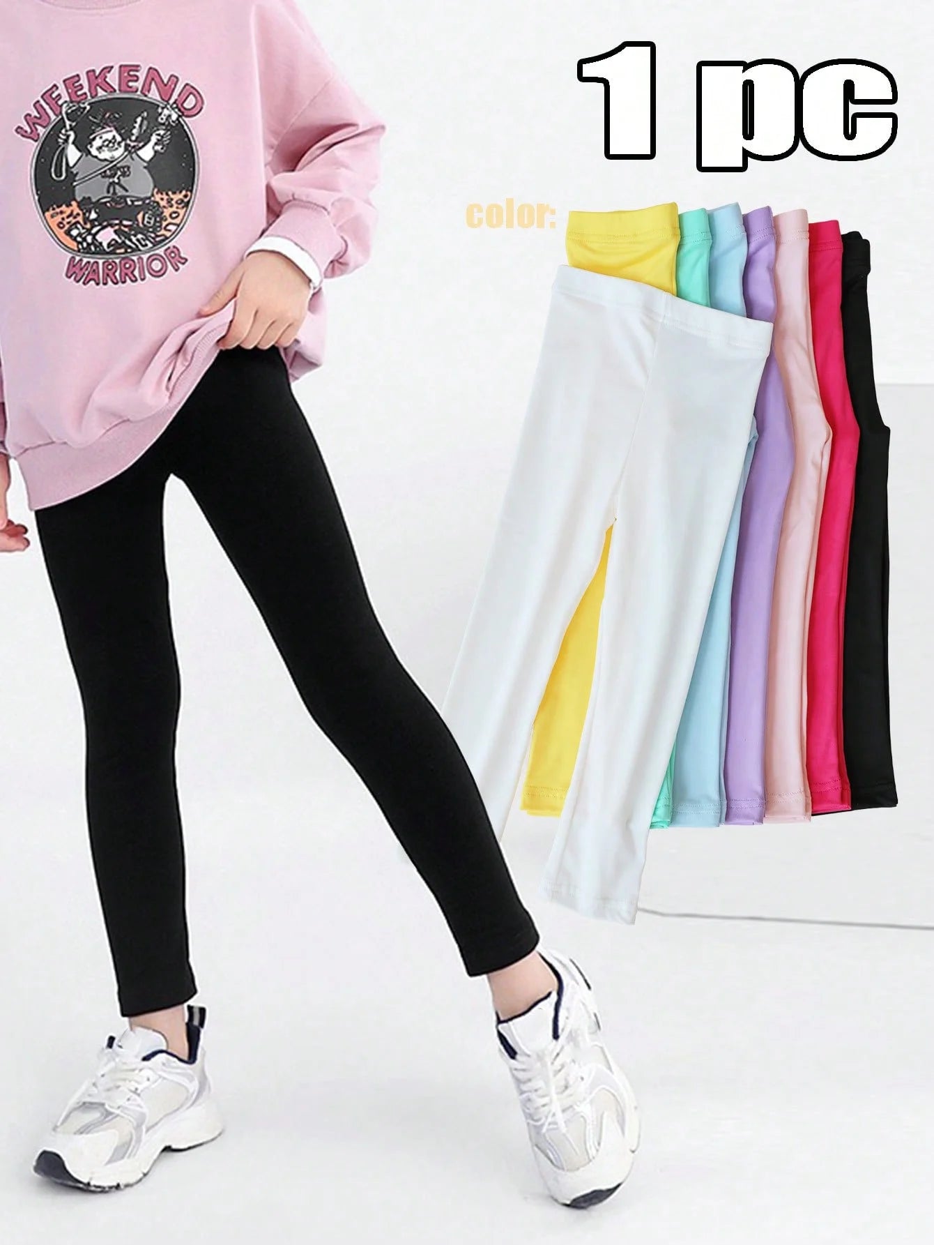 Pantalones para Niña, Leggings Elásticos Suaves, Color Caramelo, Pantalones Ajustados para Niñas, Pantalones de Color Sólido para Niñas de 2 a 12 Años, Uso Diario