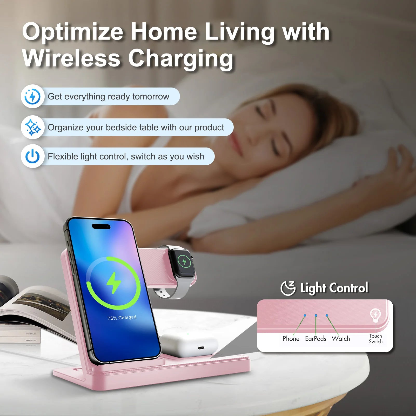 Soporte de cargador inalámbrico magnético 3 en 1, estación de carga rápida de 15W, múltiples dispositivos para iPhone 15 14 13 8 Apple Watch Airpods