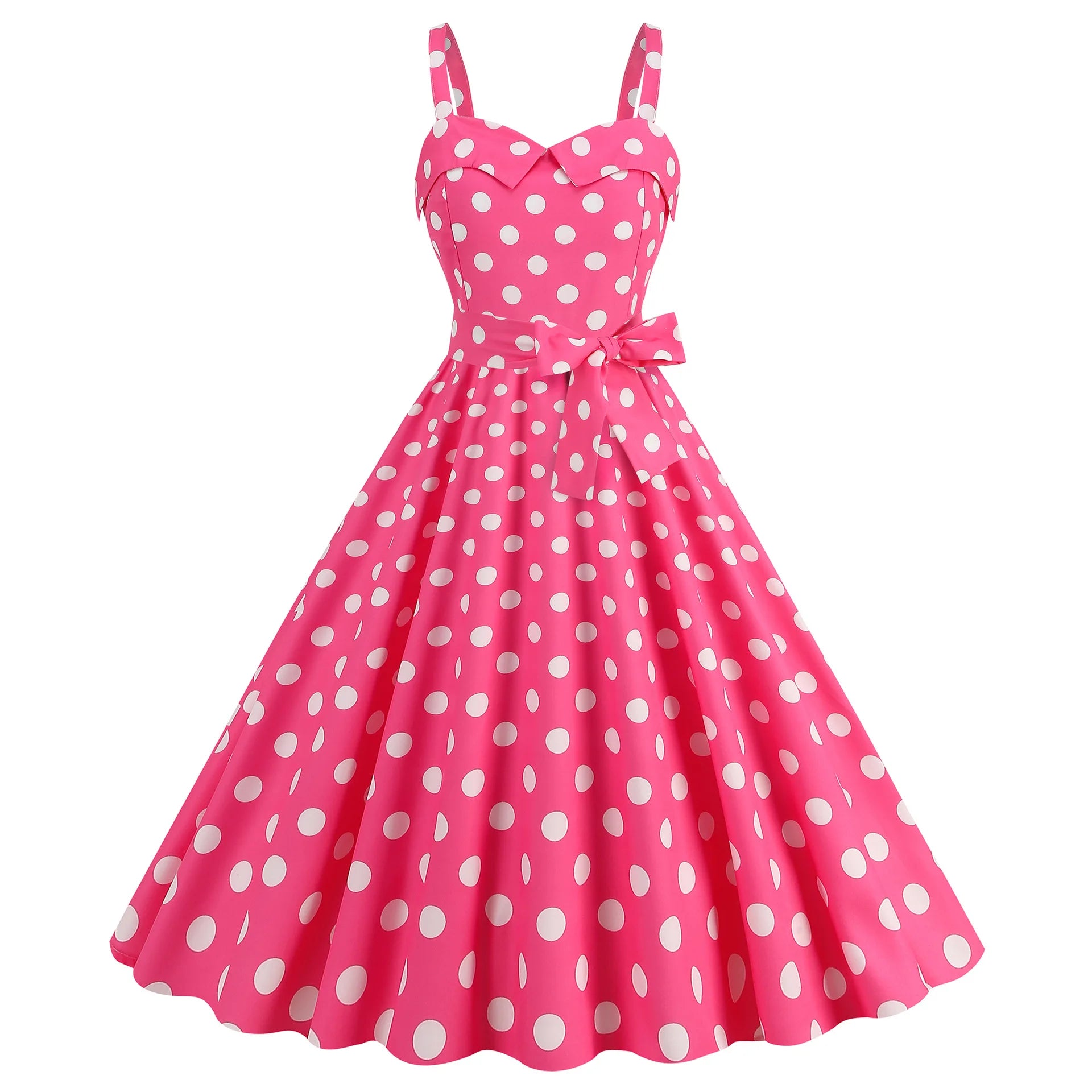 Elegante Vestido de Mujer con Estampado de Puntos, Estilo Hepburn de los Años 50 y 60, Vestido Vintage Sexy con Cuello Halter, Estilo Rockabilly Retro para Fiesta u Oficina, Vestido Pinup 2026