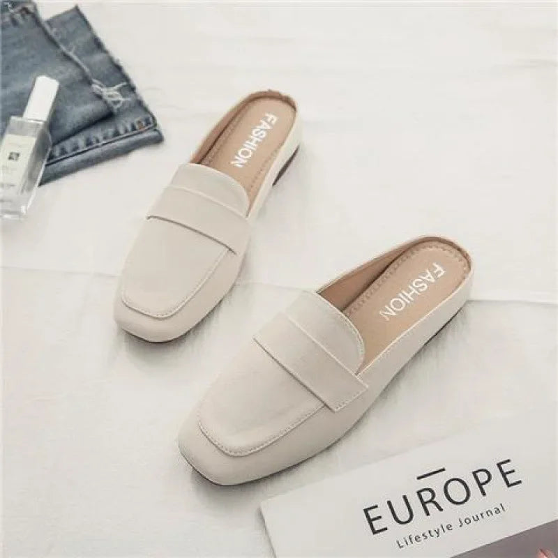 Baotou-Zapatillas planas de cuero suave para Mujer, Zapatos planos sin cordones, suela suave, 2024