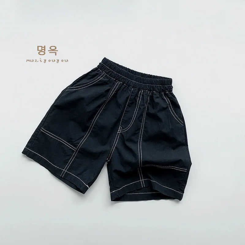 NOVEDAD DE VERANO 2025, pantalones cortos sueltos para niños, pantalones casuales sólidos para bebés, pantalones cortos casuales de algodón para niños y niñas, pantalones medios para niños, ropa para niños