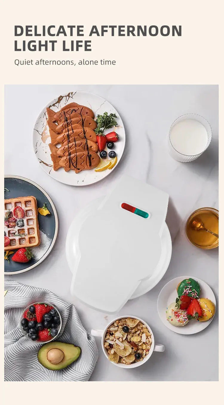 Mini máquina para hacer rosquillas, superficie antiadherente para niños, desayuno, aperitivos, postres, hace 7 donuts, electrodomésticos de Color blanco