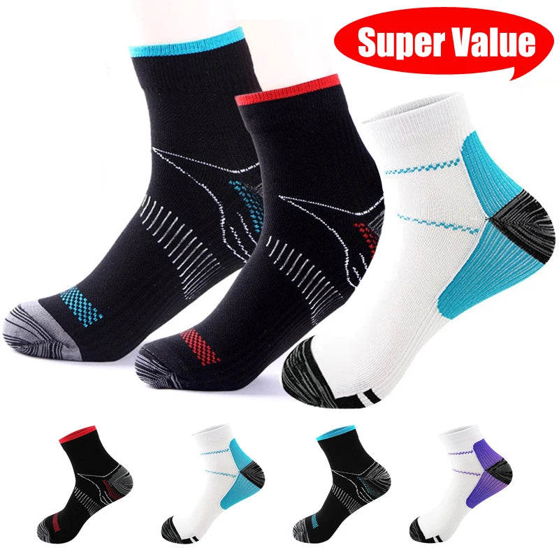 1 par de calcetines para fascitis plantar con soporte para el arco para hombres y mujeres, los mejores calcetines de compresión para el tobillo para aliviar el dolor en el pie y el talón,