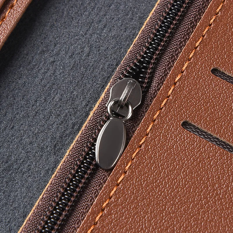 Nueva cartera larga estilo libro de cheques de Color café para hombre de gran capacidad PU Retro largo para hombres con ranuras para tarjetas con ventana de identificación
