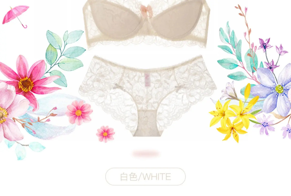 MOYISU-Conjunto de lencería de verano, sujetador minimalista de encaje francés transparente, bragas, ropa interior Sexy ultrafina para mujer, busto grande, bragas y sexys