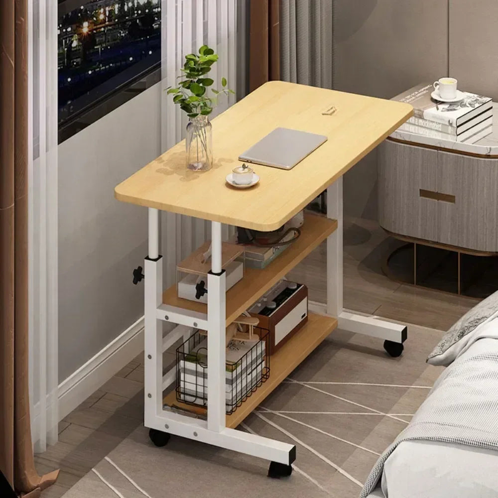 Escritorio para ordenador portátil ajustable Simple con ruedas, mesita de noche móvil, mesa elevadora para ordenador, escritorio para dormitorio, oficina, mesa de estudio portátil