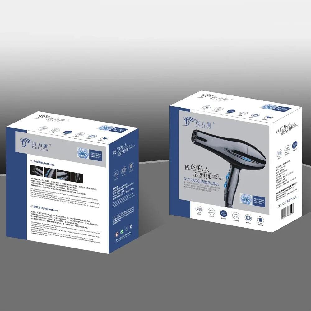 Secador de pelo 2200W, potente secador de pelo profesional, calentamiento rápido, ajuste frío y caliente, secador de aire iónico con colector de aire