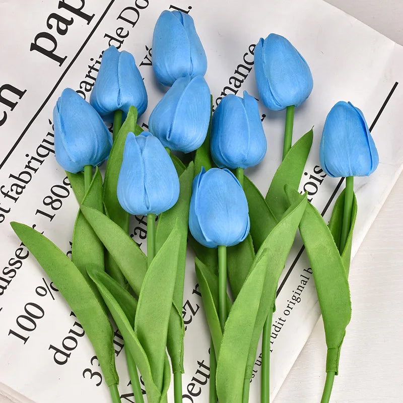 3/5/10/15/20 piezas tulipanes flores artificiales ramo de flores de tacto Real tulipanes flor falsa para decoración del hogar de la boda