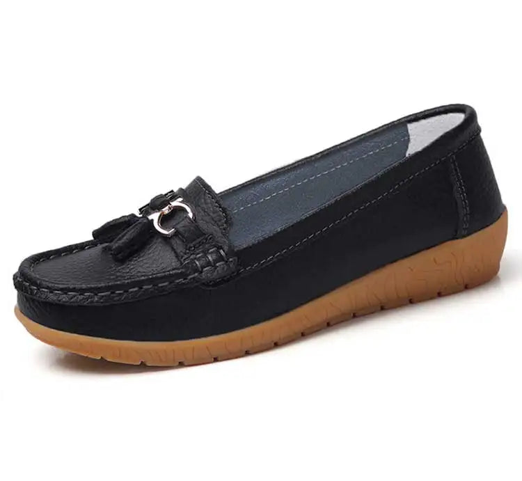 Zapatos de Mujer, mocasines de enfermera, Zapatos planos clásicos, Zapatos planos cómodos para Mujer, calzado informal de cuero blanco para Mujer
