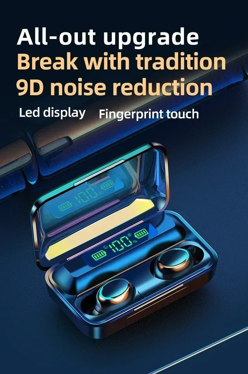 Nuevos Auriculares Bluetooth 9D Estéreo con Bajos Profundos, Auriculares Deportivos Manos Libres con Control Táctil, Auriculares Inalámbricos Tws Resistentes al Agua