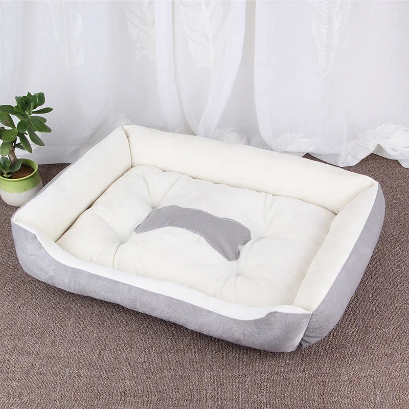 Sofá cuadrado suave para perros grandes, cojín elástico para casa de perros, cama mediana cálida para invierno, perrera lavable para gatos, accesorios para el hogar