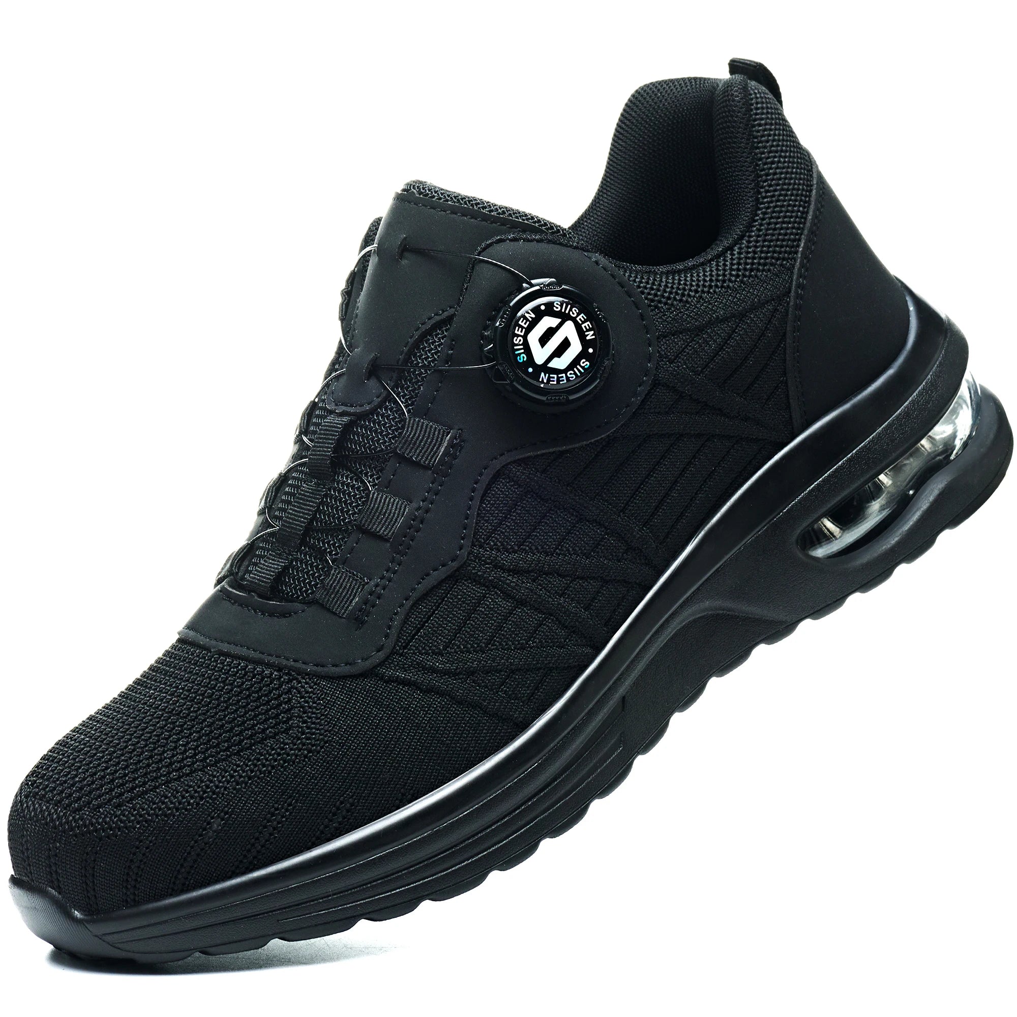 Nuevos zapatos de seguridad con hebilla giratoria para hombre, botas de trabajo ligeras antiimpacto y antiperforación, diseño deportivo de moda para exteriores profesionales