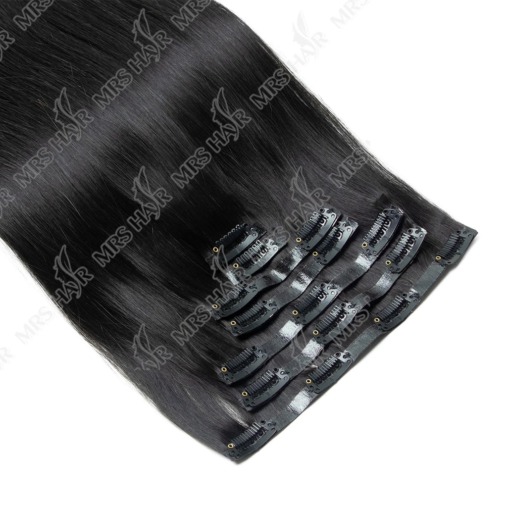 Human Hair Invisible PU Clip In Extensions Injected PU Tape Weft 7Pcs/set 12-24inch 100G 120G Clip On Hair Comfortable Wear