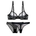 Varsbaby-ropa interior de encaje de malla de copa ultrafina, transparente, sin forro, 1 sujetador + 2 bragas, conjunto de sujetador de talla grande para mujer