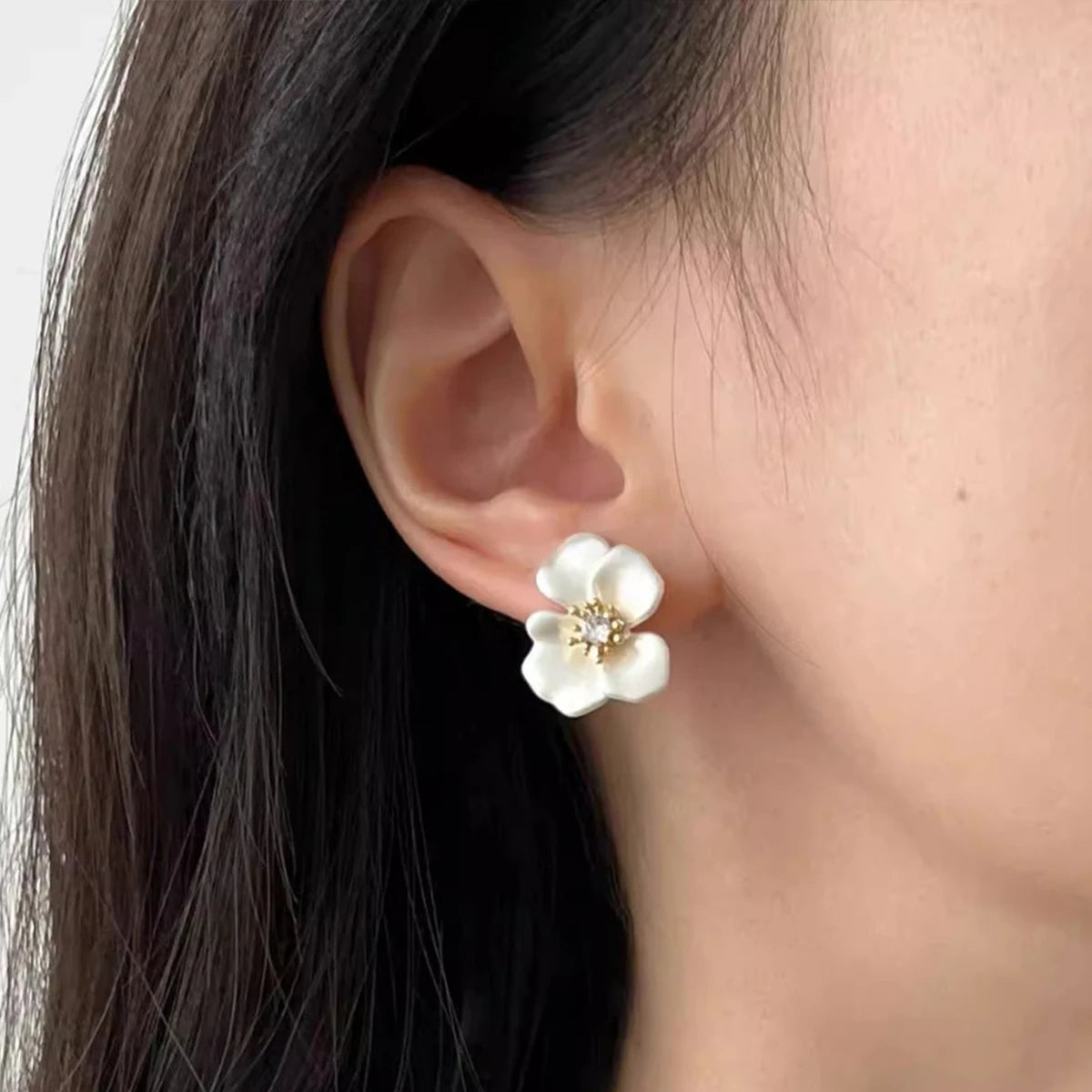 PANJBJ-pendientes de plata de ley 925 con forma de flor para mujer, con circonita, acabado mate, estilo Retro, regalo de joyería de cumpleaños, envío directo