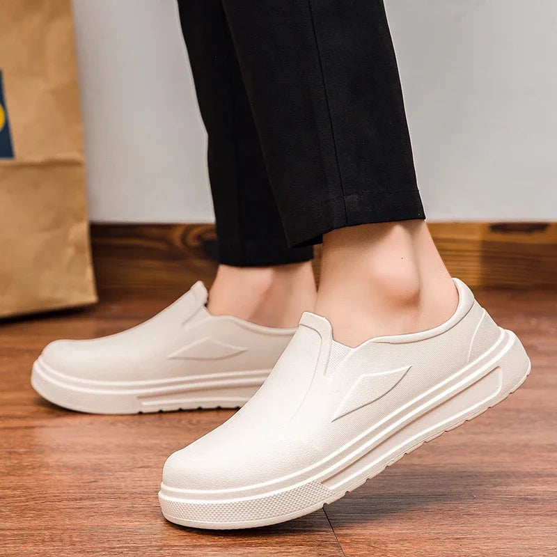 Zapatos de Chef para hombre, antideslizantes, resistentes al aceite, resistentes a la suciedad, zapatos de cocina, zapatos de trabajo, zapatos de lluvia de secado rápido, zuecos transpirables de gran tamaño
