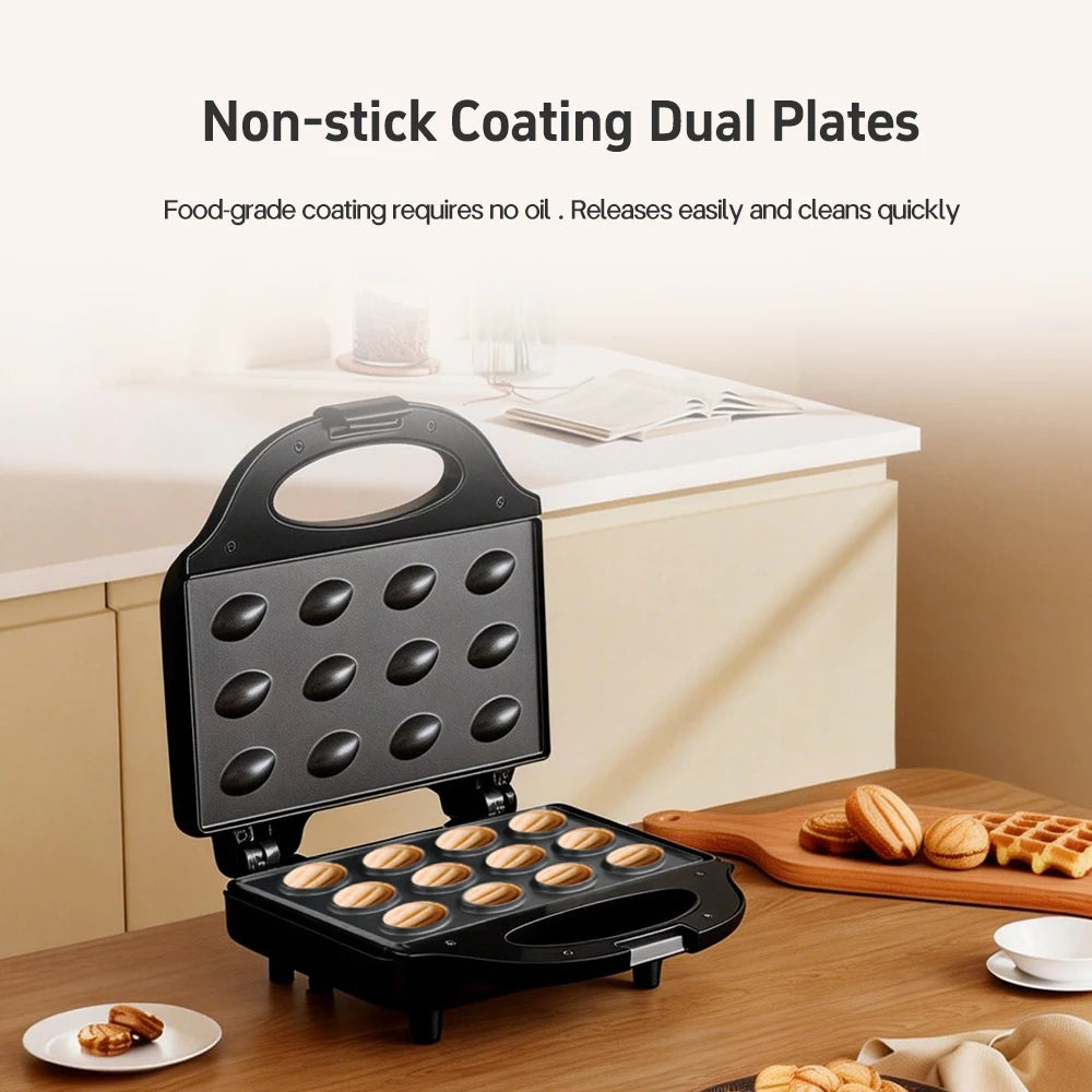 Máquina eléctrica para hacer gofres y pasteles de nueces con nueces, 12 agujeros, cocina, fabricación de galletas para hornear, gofres de nueces de negocios