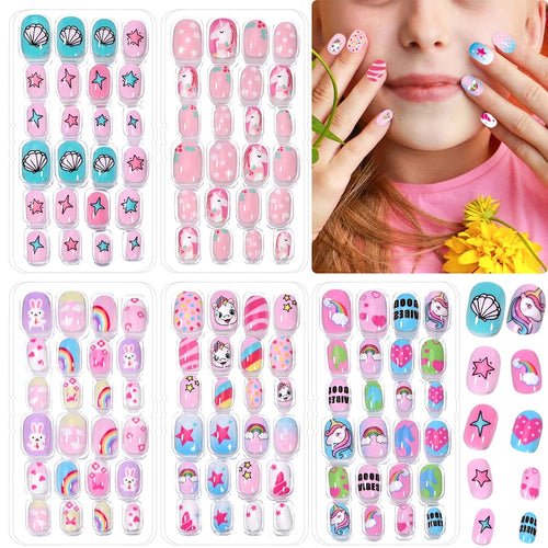 120 unids/set lindo dibujo en uñas Rosa degradado fresa princesa amor corazón estrellas puntas de uñas decoraciones de uñas para niñas