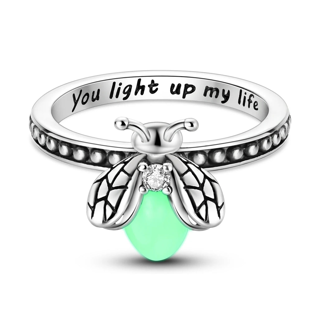Anillo de plata 925 con diseño Original de luciérnaga y amor infinito, anillos de dedo de circón para mujer, regalo de joyería de boda de alta calidad