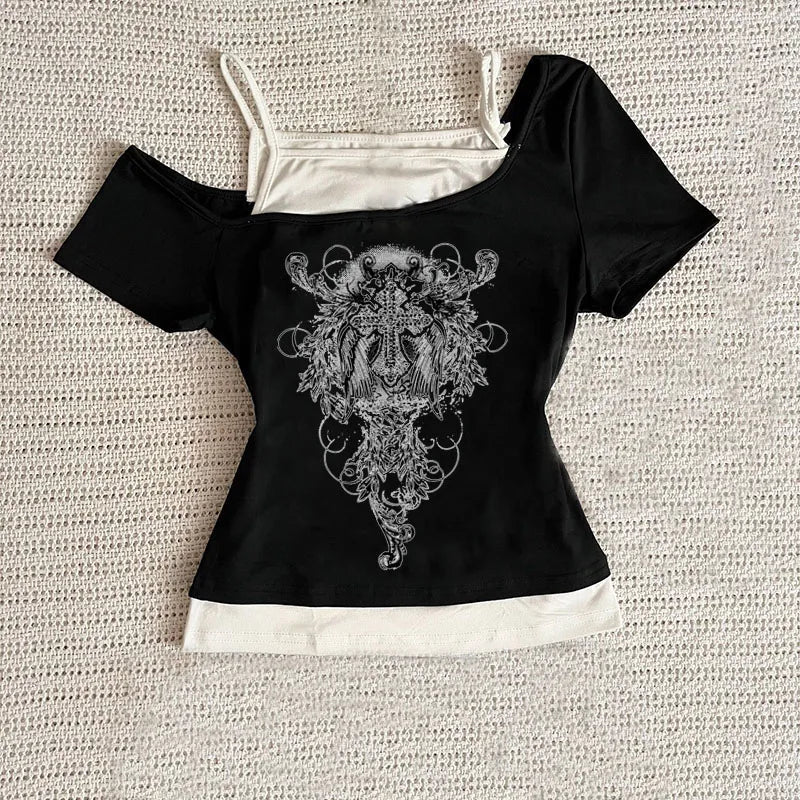 Camisetas básicas Vintage con estampado estético Y2k, ropa para mujer, Top gráfico Retro, camiseta informal de manga corta para mujer, estilo Millennium