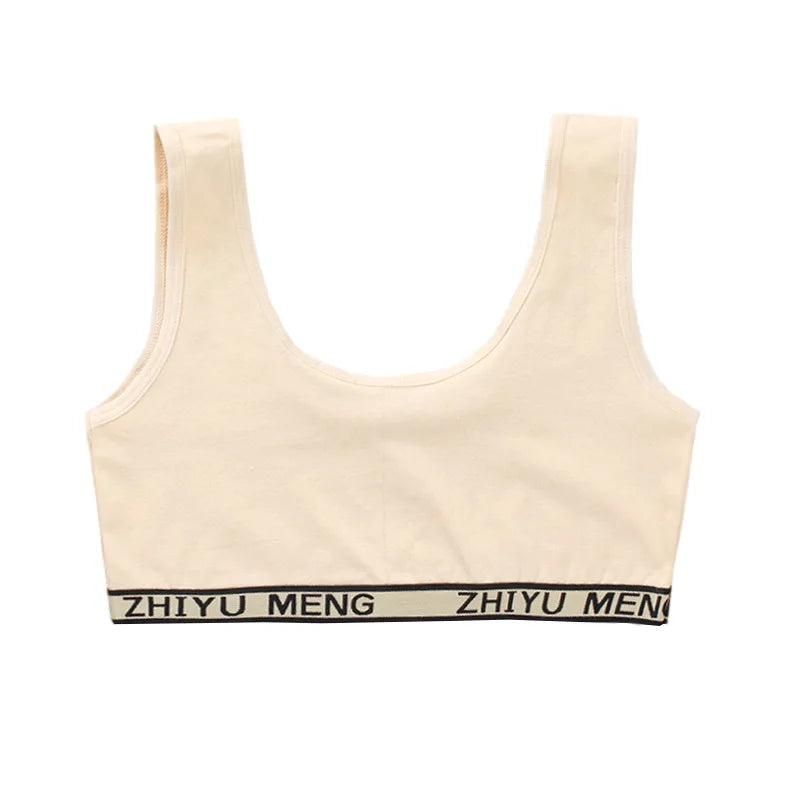 Sujetador de entrenamiento de algodón para chica adolescente de 8 a 18 años, chaleco para adolescentes, camisetas sin mangas inalámbricas para niños, KF020