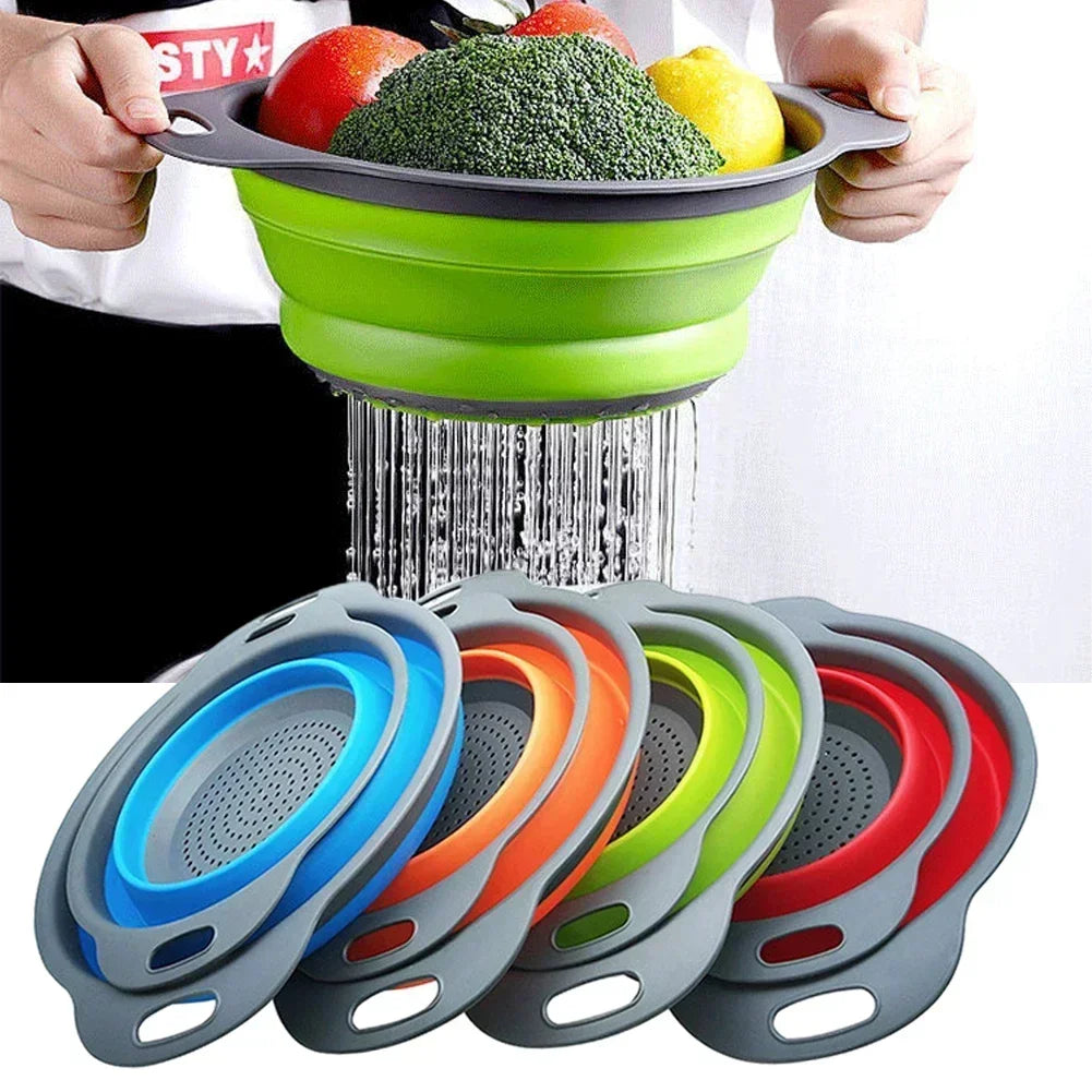 Escurridor plegable redondo, cesta de lavado de frutas y verduras, colador plegable, escurridor plegable, herramienta de almacenamiento de cocina