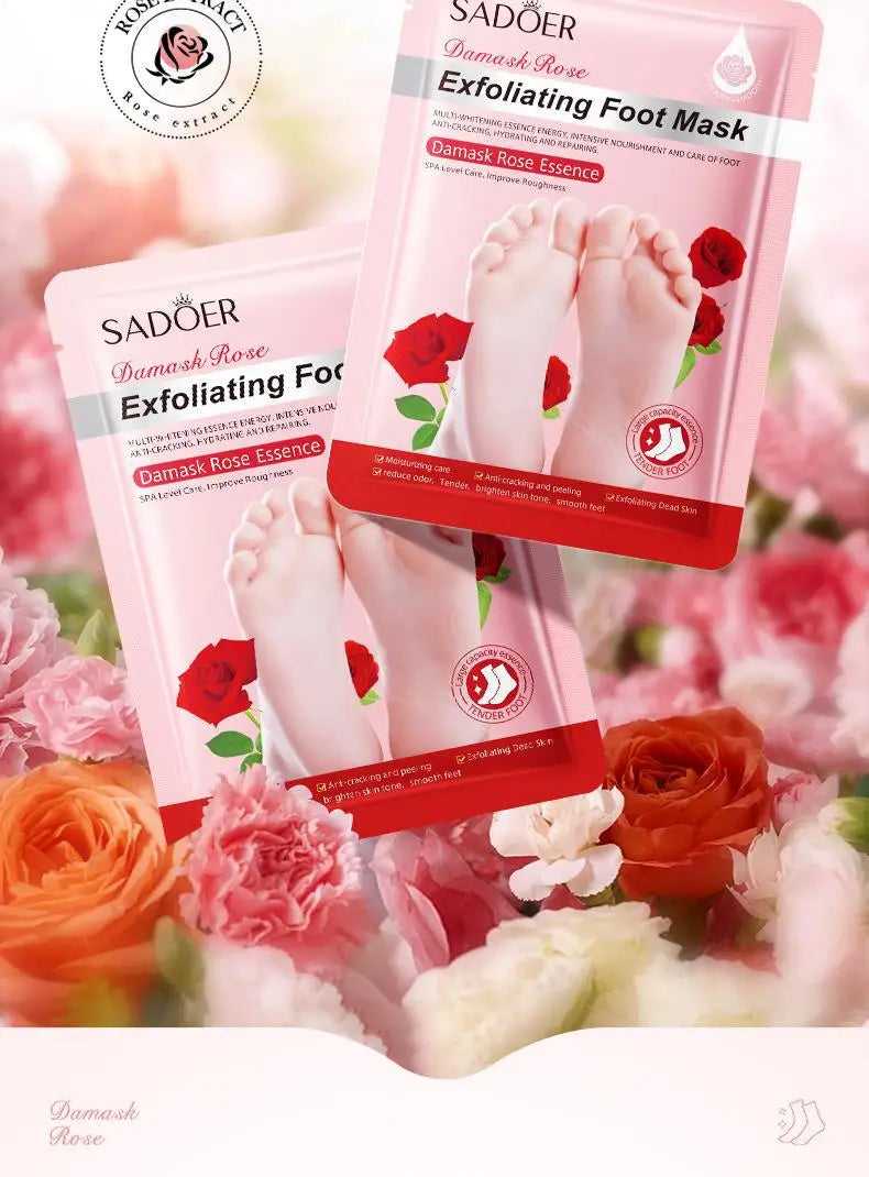 3 pares SADOER mascarilla de lavanda para pies mascarilla exfoliante de pies hidratante antienvejecimiento pies pedicura exfoliante pies cuidado de la piel
