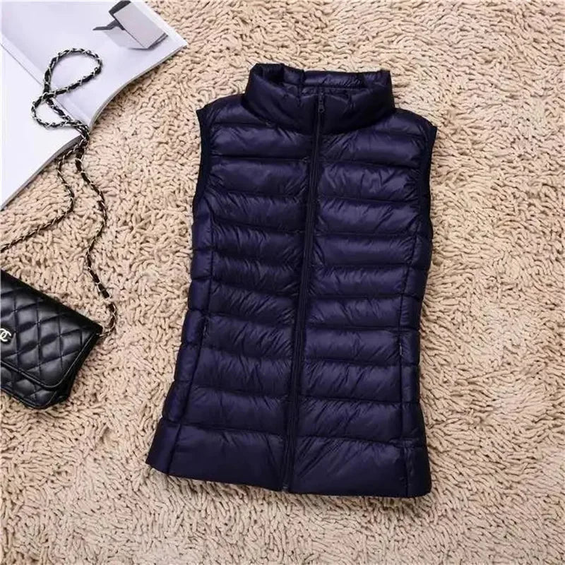 Chalecos ultraligeros para mujer, chaqueta ajustada sin mangas, chaleco ligero a prueba de viento portátil para chica, camisetas sin mangas para mujer, novedad de 2024