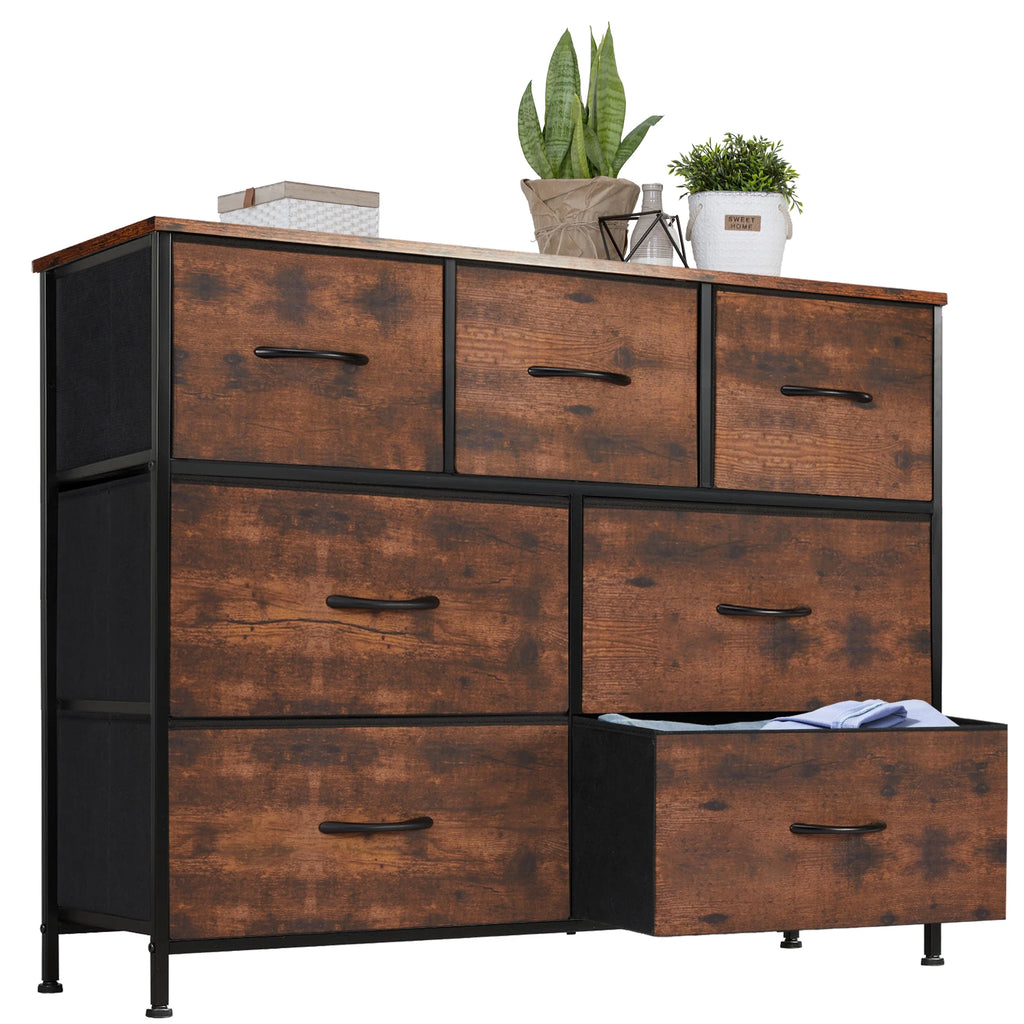 JHK Desser para dormitorio con 7 cajones de tela, organizador, armario de almacenamiento, pecho, ropa para sala de estar, vitrina de muebles