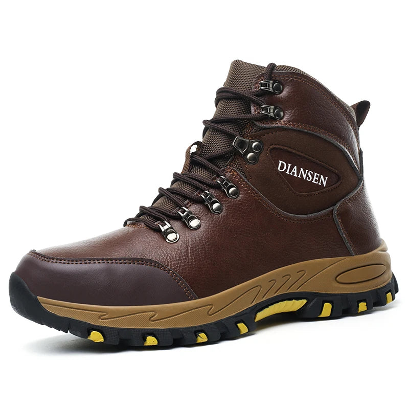 Botas de seguridad de trabajo indestructibles de cuero impermeables para hombre, botas militares para exteriores, zapatos industriales antigolpes y antipinchazos para hombre