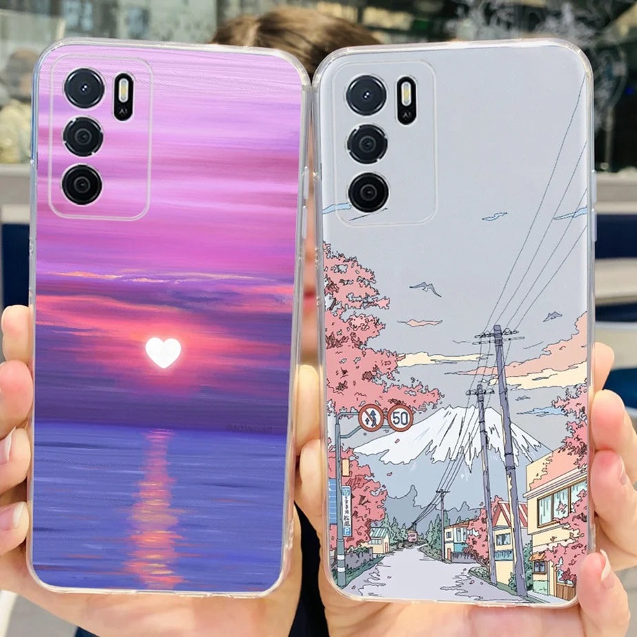 Para Oppo A16 A16s funda elegante pintada contraportada suave funda de teléfono delgada para Oppo A16s OppoA16 s CPH2269 Coque Fundas carcasa de parachoques