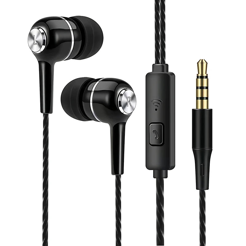 Auriculares intrauditivos con cable de 3,5mm, auriculares HIFI de graves pesados, Monitor deportivo, auriculares estéreo para música y videojuegos con micrófono