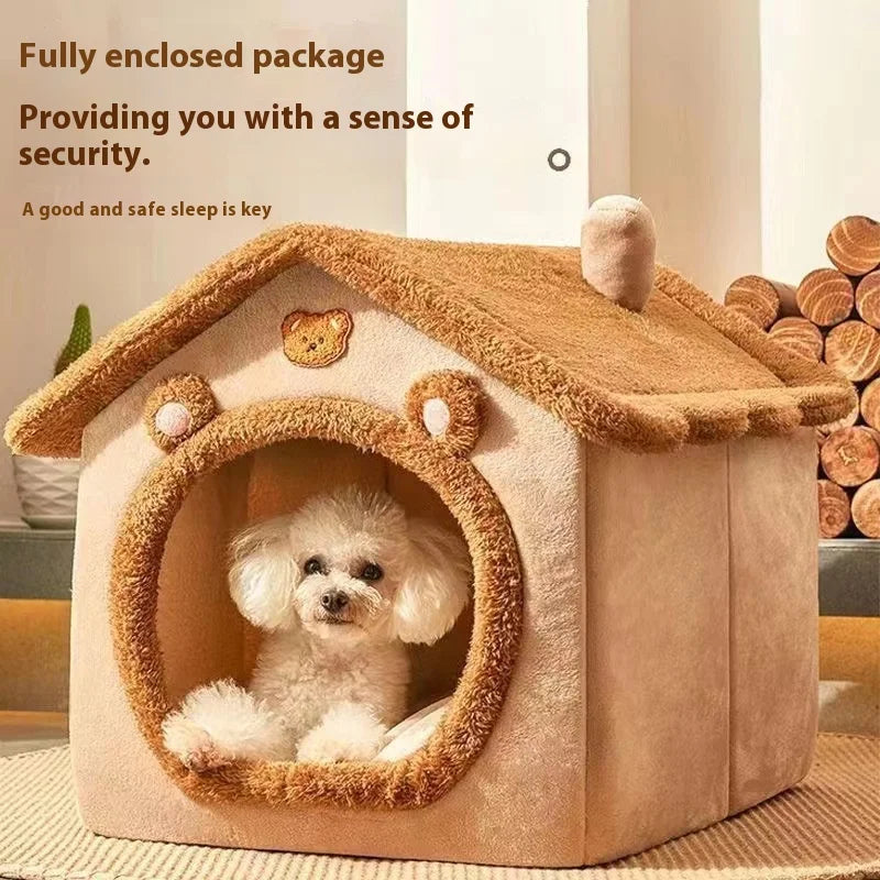 Cama estilo casa para perros para todas las estaciones, cama extraíble y lavable para mascotas para perros pequeños, casa cálida de invierno para perros y gatos