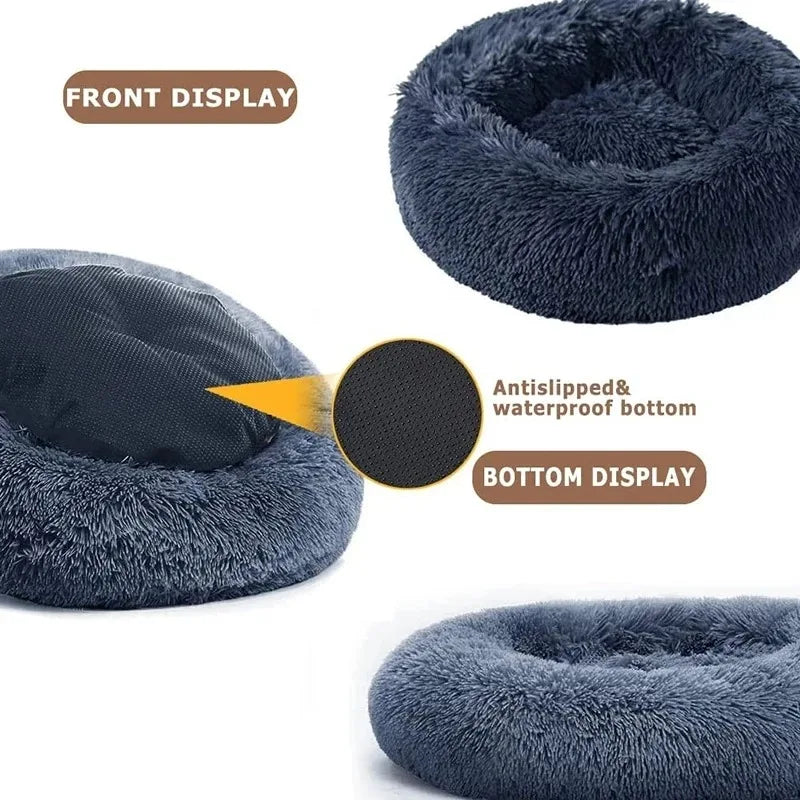 Cama redonda para perros, cama cálida de invierno para gatos, cesta de felpa para perros, cama lavable para mascotas, sofá para perros pequeños, medianos y grandes