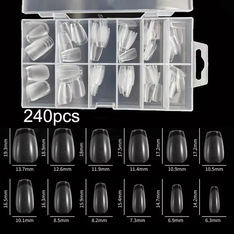 240 unids/caja semimate XXS puntas de uñas de almendra cubierta completa Gel suave extensión de uñas artificiales falsas perfecta para camas de uñas ultracortas