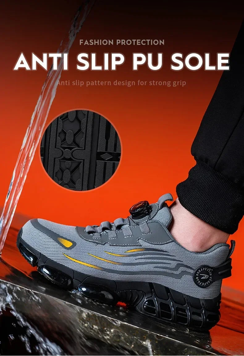 Nuevos zapatos de seguridad para el trabajo, talla 36-48 para mujeres y hombres, zapatillas de deporte con punta de acero para hombres, botas antideslizantes ligeras y transpirables impermeables, trabajo para hombres