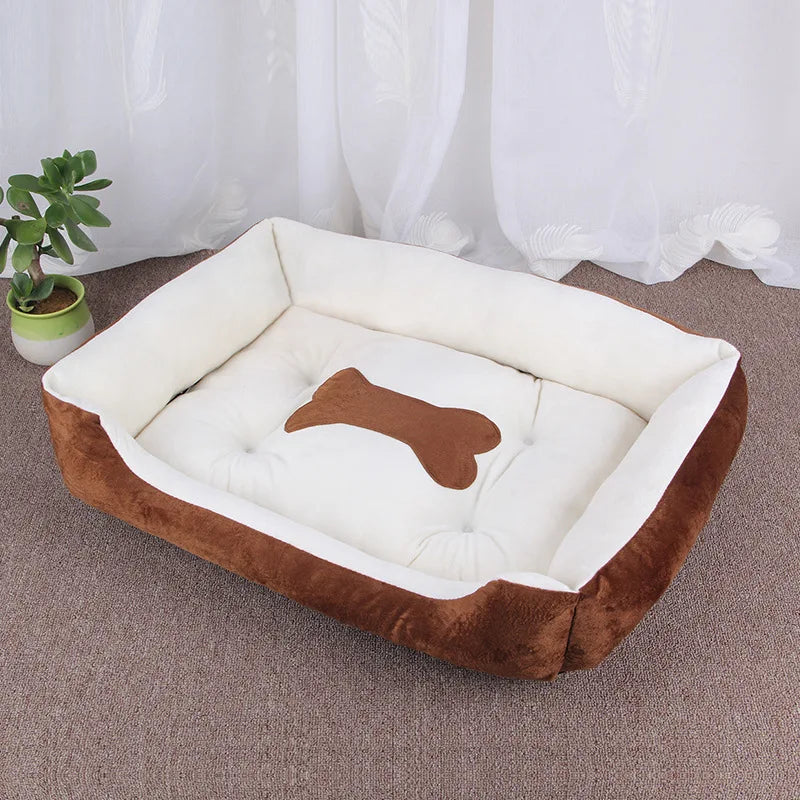 Sofá cuadrado suave para perros grandes, cojín elástico para casa de perros, cama mediana cálida para invierno, perrera lavable para gatos, accesorios para el hogar