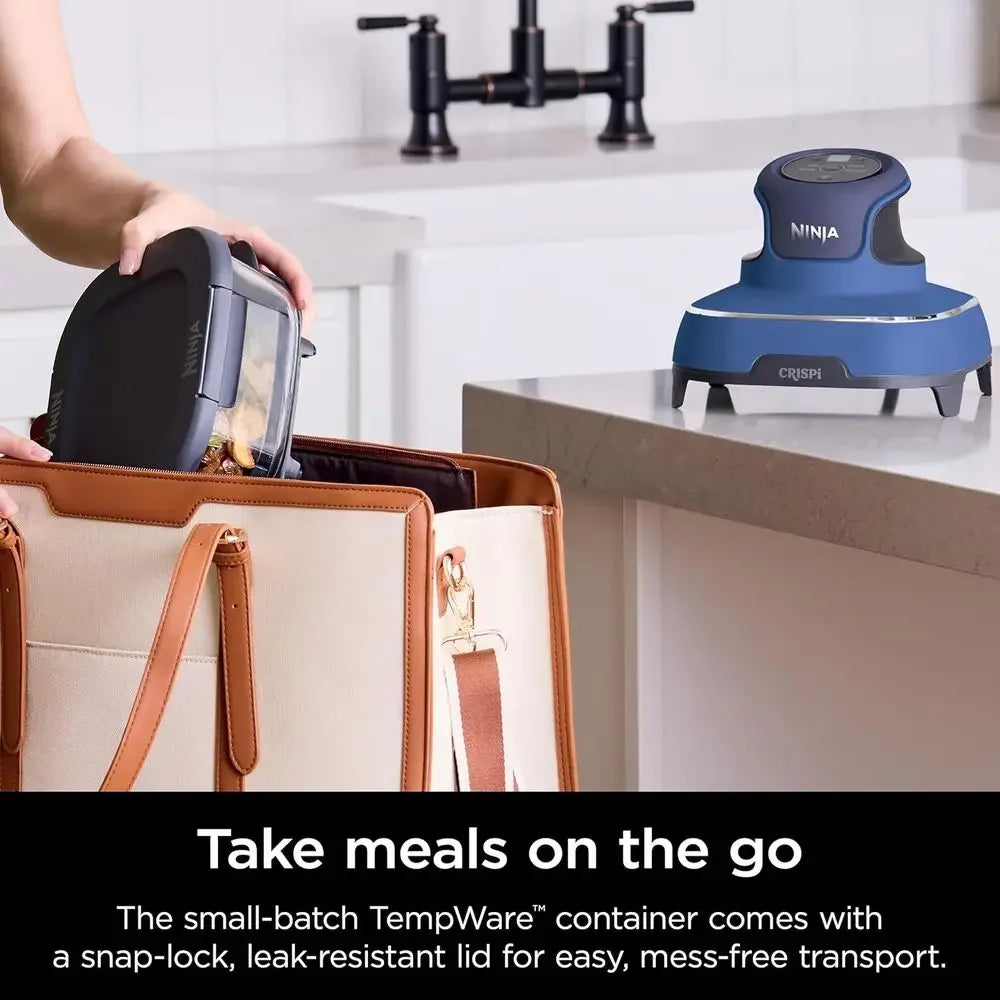 Sistema de Cocina Portátil 5 en 1 con Freidora de Aire de Vidrio, 1500W, Contenedores de 6 Tazas, 4 Cuartos y 2.5 Cuartos, Apto para Microondas, Congelador y Lavavajillas