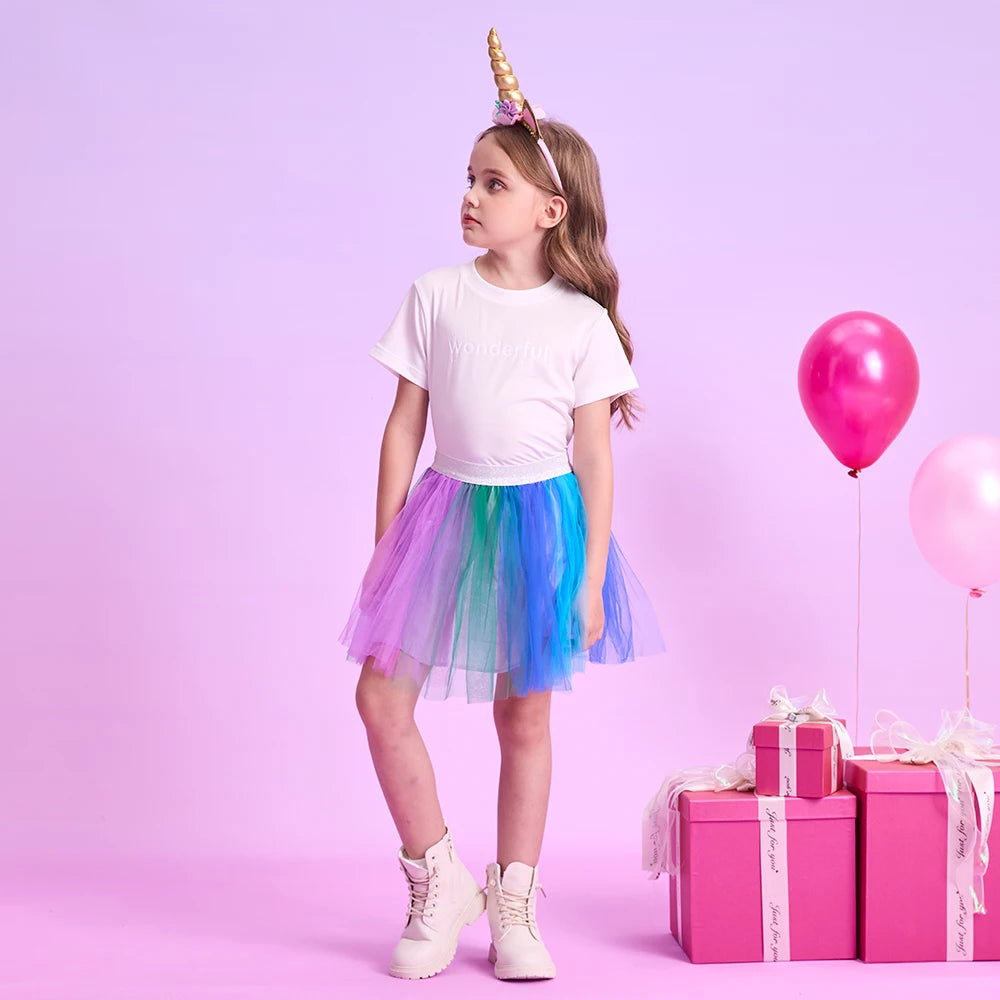 DXTON, falda tutú de baile para niñas, gasa colorida, empalme, Ropa de baile para niños, petiskirt de tul, minifalda para niños pequeños, ropa