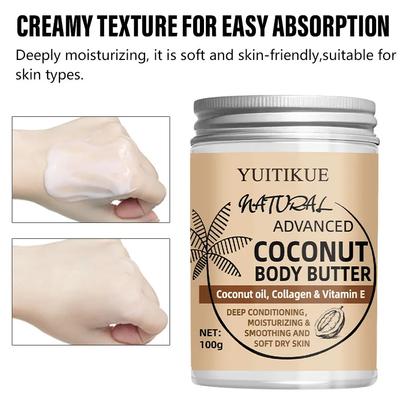100 g de crema corporal de coco: adecuada para todos, reafirma y hidrata la piel, bloquea la humedad, deja la piel suave, refinar