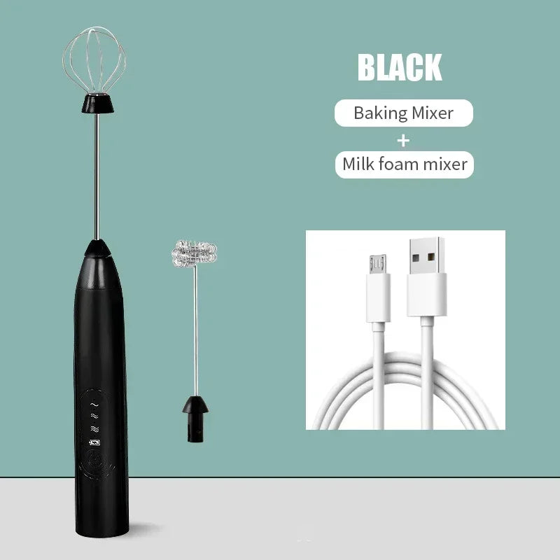 Artículos de cocina 2 en 1, batidor de huevos eléctrico con carga USB, Mini licuadora, accesorios de cocina, mezclador, utensilios para el hogar, barra de doble cabezal
