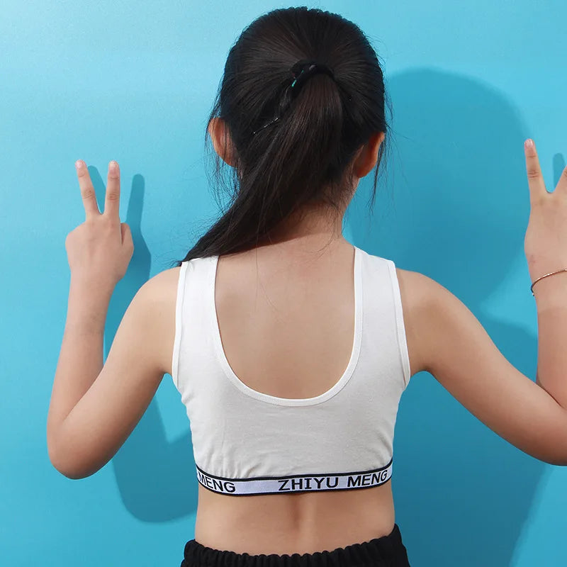 Sujetador de entrenamiento de algodón para chica adolescente de 8 a 18 años, chaleco para adolescentes, camisetas sin mangas inalámbricas para niños, KF020