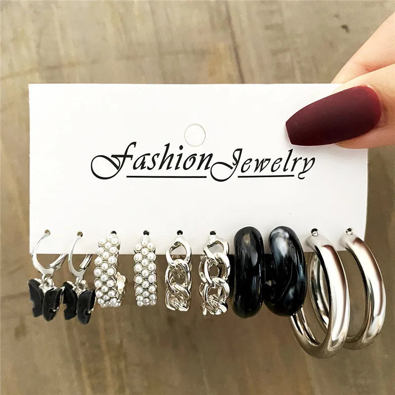 Conjunto de pendientes de aro bohemios de círculo grande para mujer, pendiente de perla Vintage bohemio de Color dorado, pendientes de circonita con forma de corazón, regalos de joyería