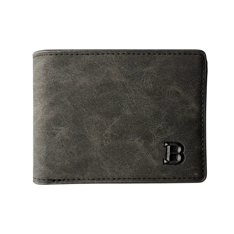 Cartera de cuero PU suave con cremallera para hombre, tarjetero corto minimalista, tarjetero de negocios