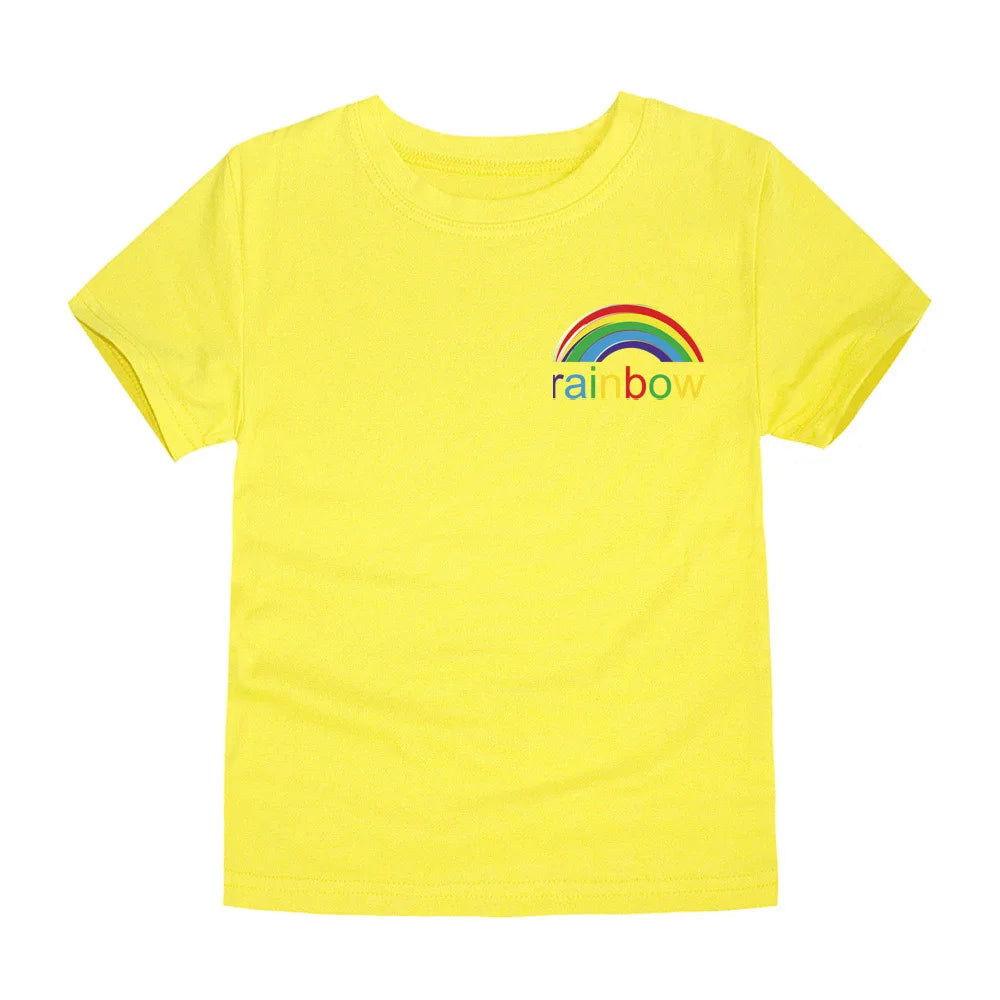 Camisetas con dibujos de arcoíris para niñas, ropa 2024 de algodón para verano, 2 a 3, 4, 5, 6, 7, 8, 9, 10, 11, 12, 13, 14 años, 100%