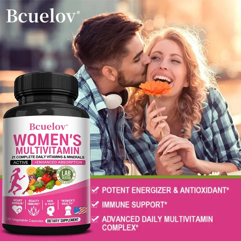 Multivitamínico Diario para Mujeres, con 21 Vitaminas y Minerales Completos para el Día a Día, Fórmula Eficiente para el Metabolismo y el Apoyo Inmunológico, 120 Cápsulas