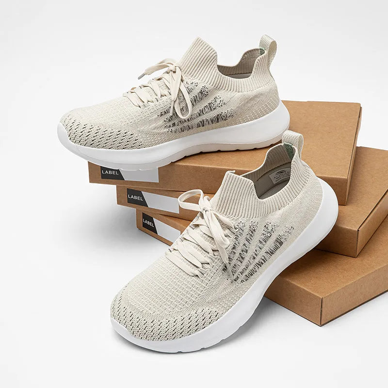 HOBIBEAR Zapatillas de deporte unisex para correr, zapatos para caminar transpirables de malla con punta ancha, zapatillas de senderismo con cordones antideslizantes